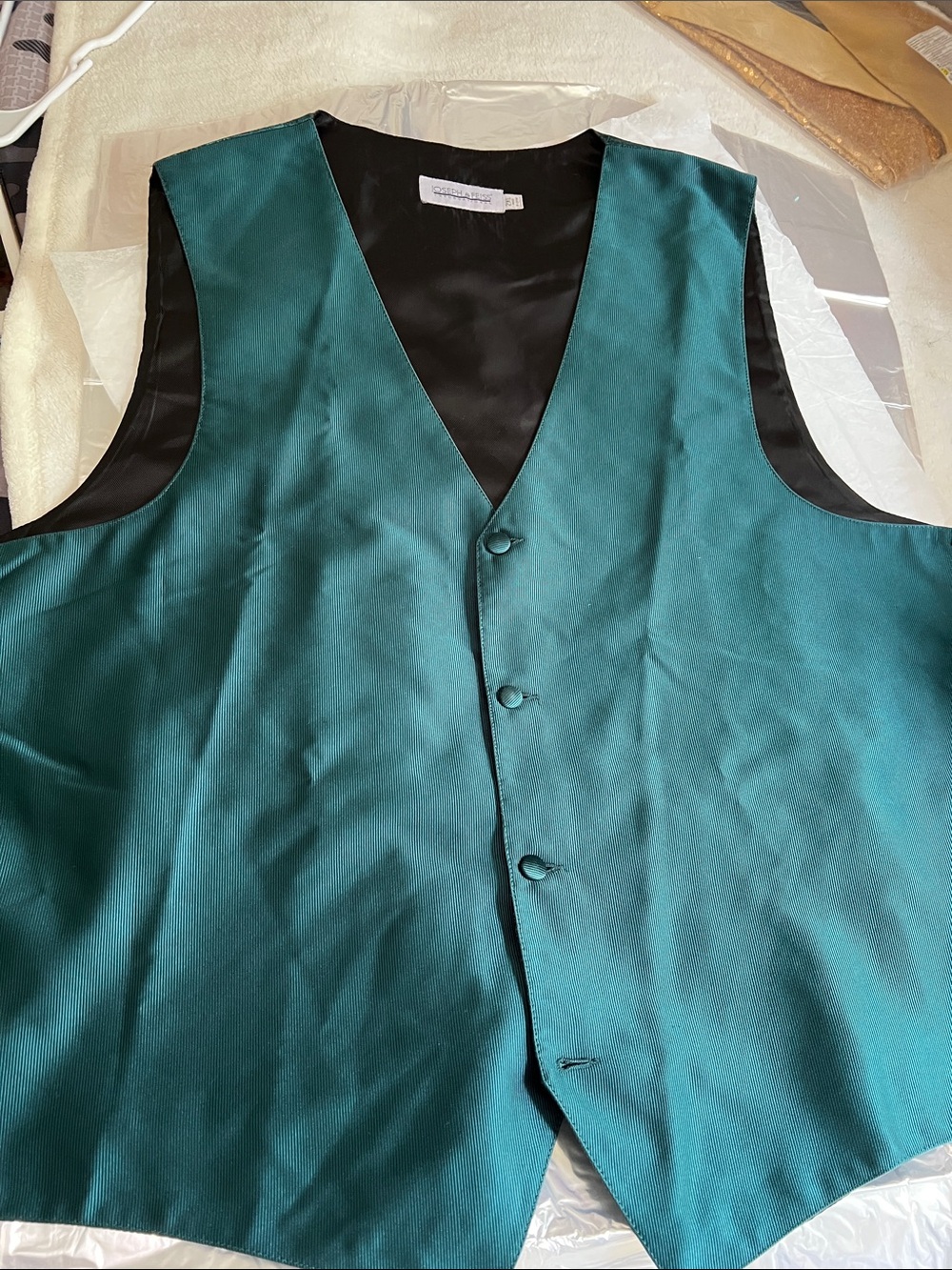 Joseph & Feiss Teal Satin-Front Men's Vest